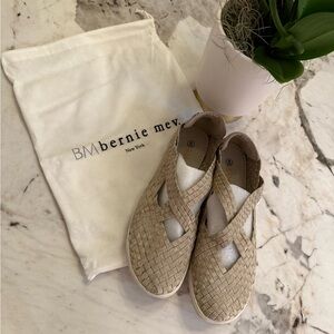 Bernie Mev Champagne Gold Woven Comfort Sneakers – Lightweight & Stylish